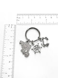 Maryland nautical themed keychain. Includes State of Maryland, Blue Crab, and Ship Wheel.