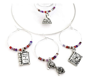 Book Club Wine Charms: Bookworm Themed Wine Charms. Perfect Gift for Book Lovers and Avid Readers. I Love to Read. Set of 4