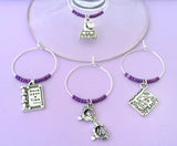 Book Club Wine Charms: Bookworm Themed Wine Charms. Perfect Gift for Book Lovers and Avid Readers. I Love to Read. Set of 4