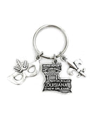 Louisiana keychain. Includes State of Louisiana, Mardi Gras mask, and Fleur de Lis Charms. Louisiana gift. New Orleans, Mardi Gras.