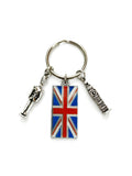 London Great Britain themed keychain. Includes Union Jack, Big Ben, and Beefeater themed charms.