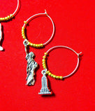 New York City Wine Charms: Set of 6. State of NY, Statue of Liberty, New York Sign, Apple, Pizza, and Empire State Building